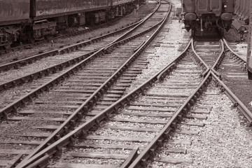 Fototapeta na wymiar Railroad Track and Carriages