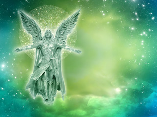 archangel with stars and mystical divine sky