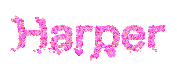 Harper female name set with hearts type design