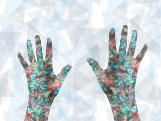 Geometric triangles hands background