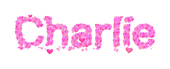 Charlie female name set with hearts type design