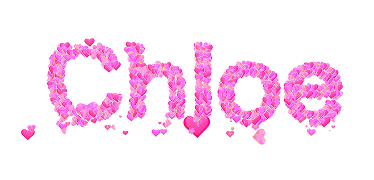 Chloe female name set with hearts type design