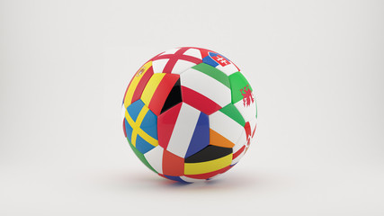 "
 3D soccer ball with  country flags of the participants for Euro 2016. Background isolated with clipping path."