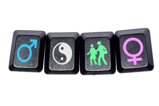 Man and woman symbols on your keyboard keys isolated