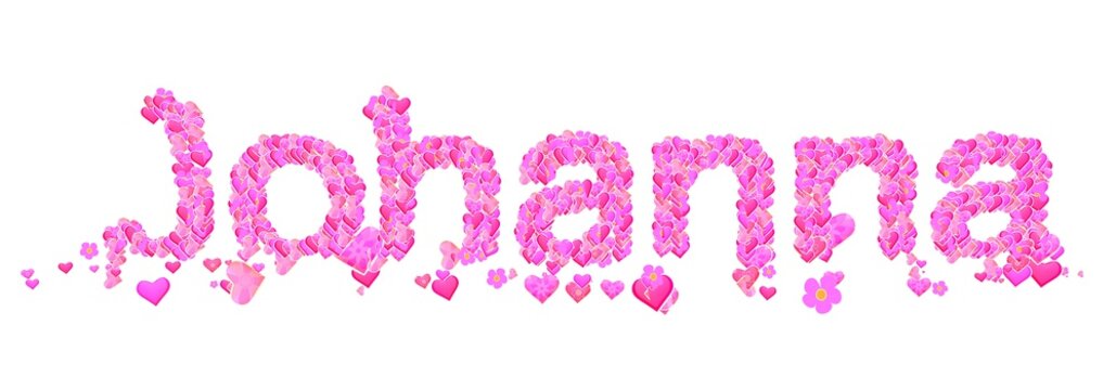 Johanna female name set with hearts type design