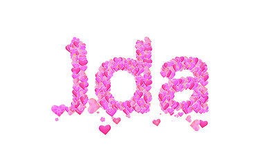 Ida name set with hearts type design