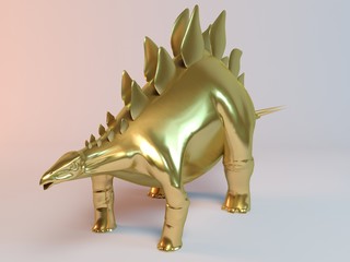 Golden 3D animal (stegosaurus) inside a stage with high render quality to be used as a logo, medal, symbol, shape, emblem, icon, business, geometric, label or any other use