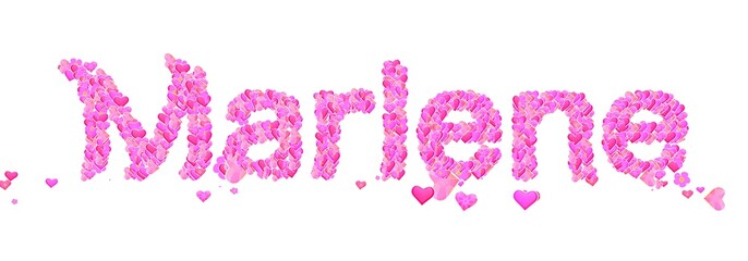 Marlene female name set with hearts type design