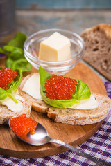 red caviar on bread