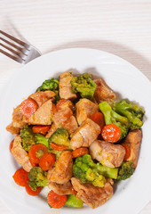 stewed meat with broccoli and carrot