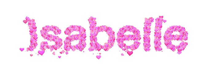 Isabelle female name set with hearts type design