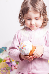 Kid with easter cake