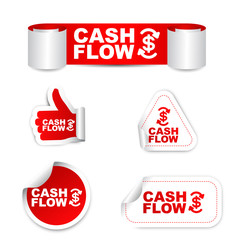 red set vector paper stickers cash flow with icon