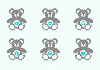 Teddy bear icons with website icons