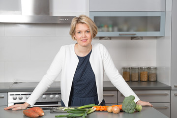 Beautiful woman in a modern kitchen