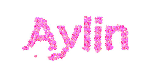 Aylin female name set with hearts type design