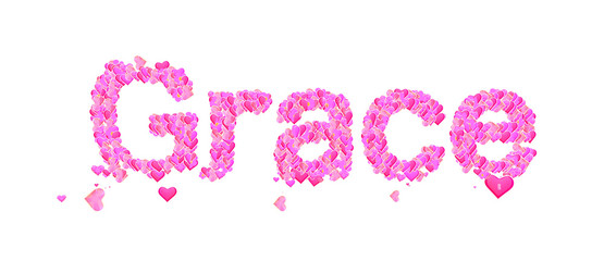 Grace female name set with hearts type design