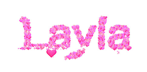 Layla female name set with hearts type design