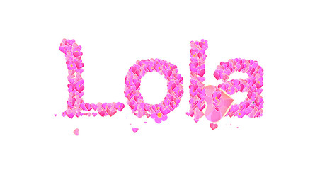 Lola female name set with hearts type design