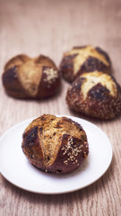 Homemade bread: Brezel rolls with seeds