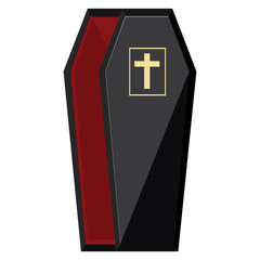 Fototapeta premium Black coffin with cross