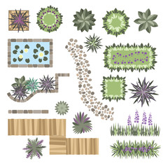 set of vector elements for landscape design