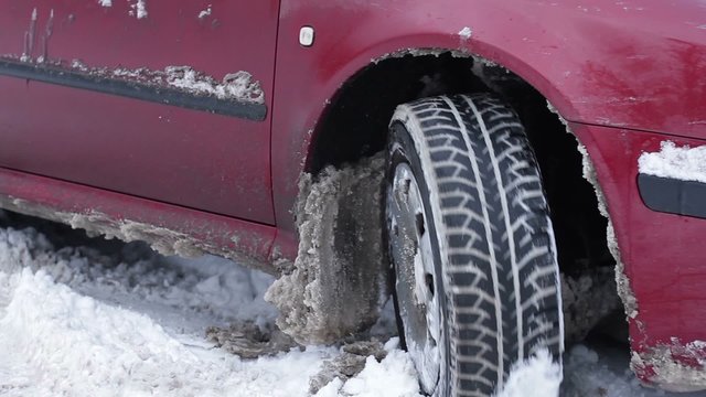 Car stuck in the snow.