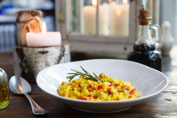 Risotto with red bell peppers