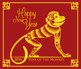 Beauty Monkey Painting for Chinese New Year, Vector Illustration