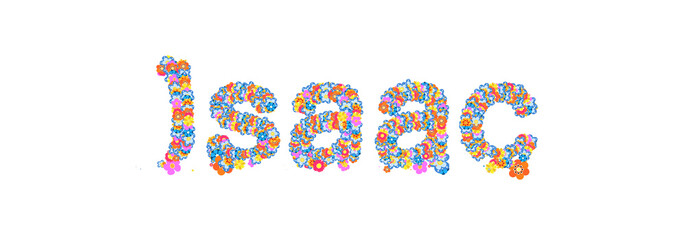 Male name Isaac filled with flowers
