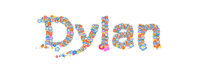 Male name Dylan filled with flowers