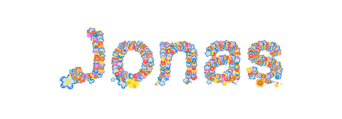 Male name Jonas filled with flowers