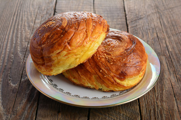 Fresh pastries Gogal, sweet filling.Selective focus
