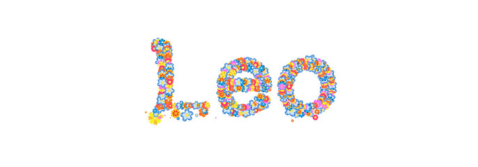 Male name Leo filled with flowers