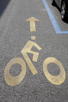 Cycle Lane Symbol and Arrow on Street