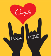 Love hand sign. Love symbol. Couple, Lover. Vector illustration