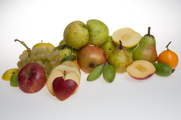 Composition with winter fruits isolated on white