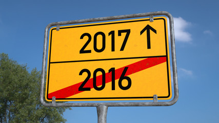 Sign at the turn of the year 2016-2017.

Schild zum Jahreswechsel 2016/2017.