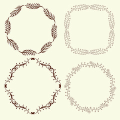 Set of 4 hand drawn frames, vector