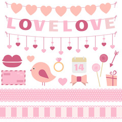 Valentine's Day decoration vector set
