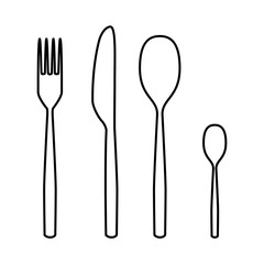 Fork spoon knife line icon