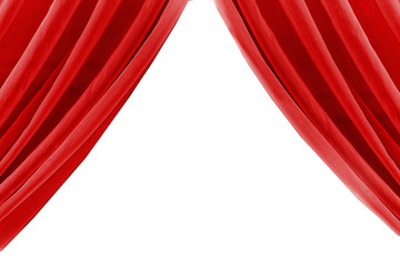 red curtain and white background