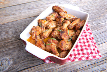 Meat fried chicken wings in the oven