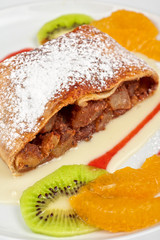 Apple strudel closeup