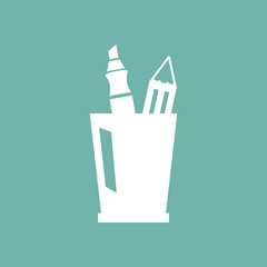 Illustration of pencil and marker in glass