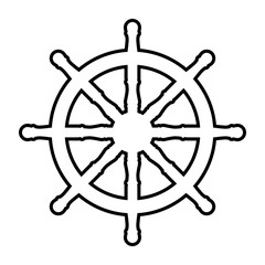 Ship wheel line icon