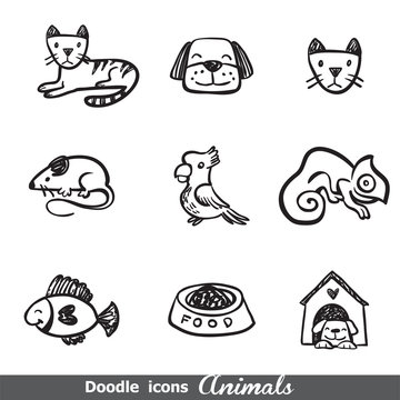 Doodles icons with animals
