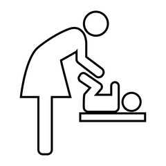 Symbol for women and baby line icon