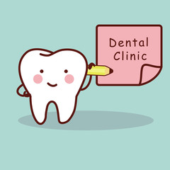 cartoon tooth write on billboard