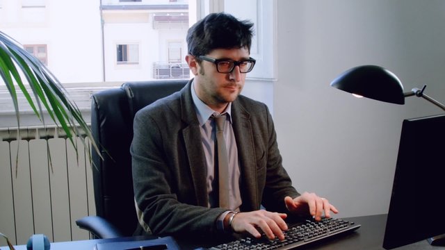 Happy Italian Businessman Or Lawyer In His Office